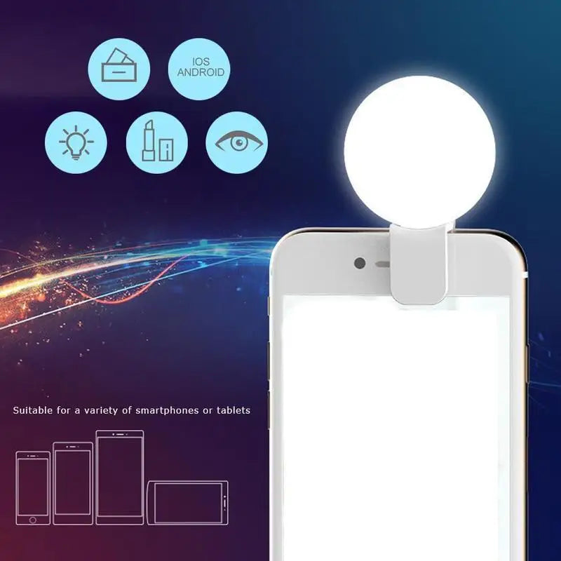 Mini LED Selfie Ring Light – Clip-On Phone Fill Light, 3 Brightness