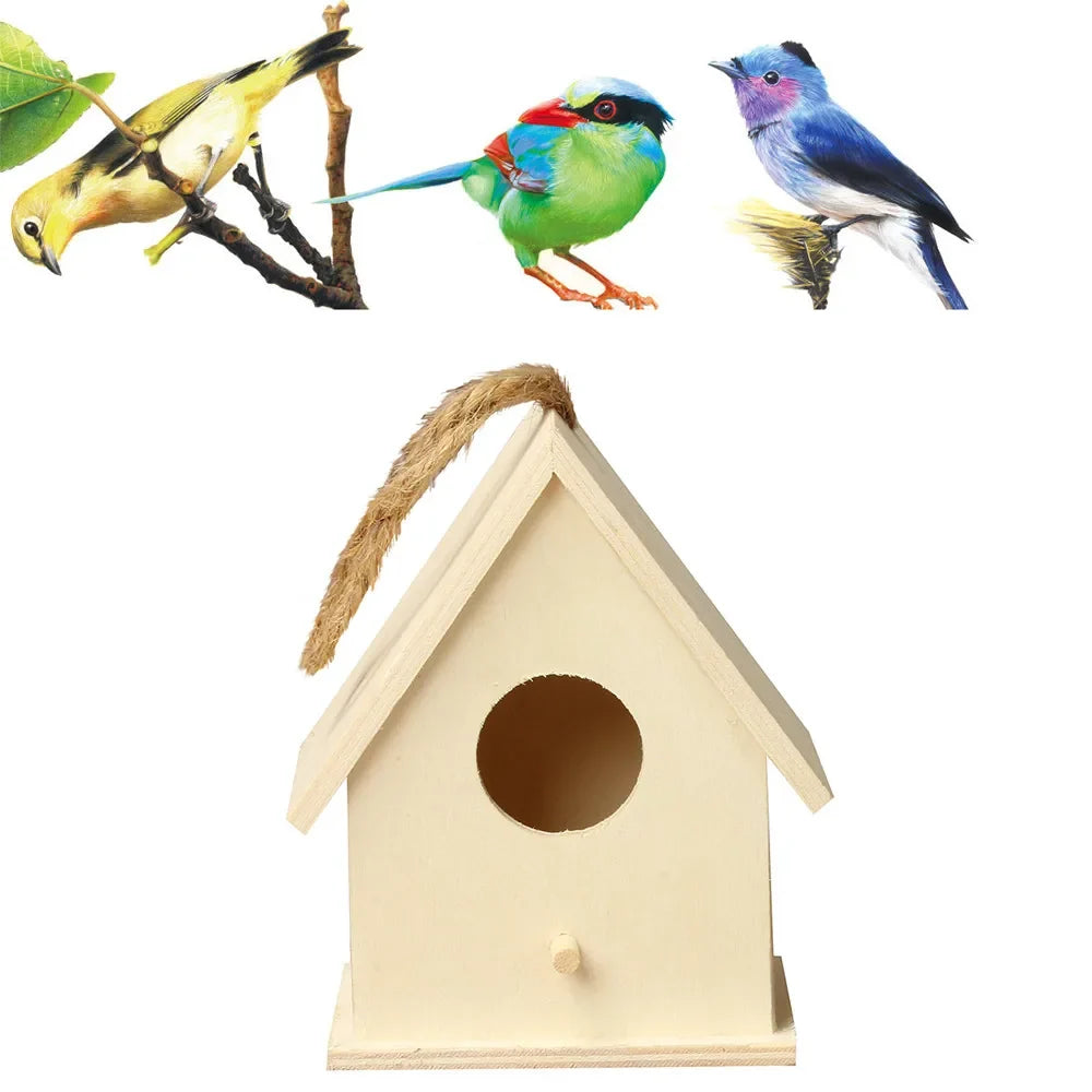Wooden Hanging Birdhouse | Outdoor Garden Bird Nest Box