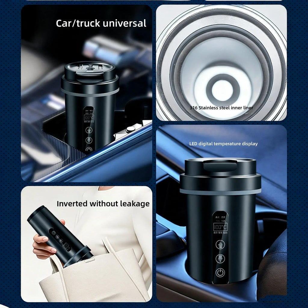 12V/24V Car Heating Mug | 500ml 316 Stainless Steel Travel Cup