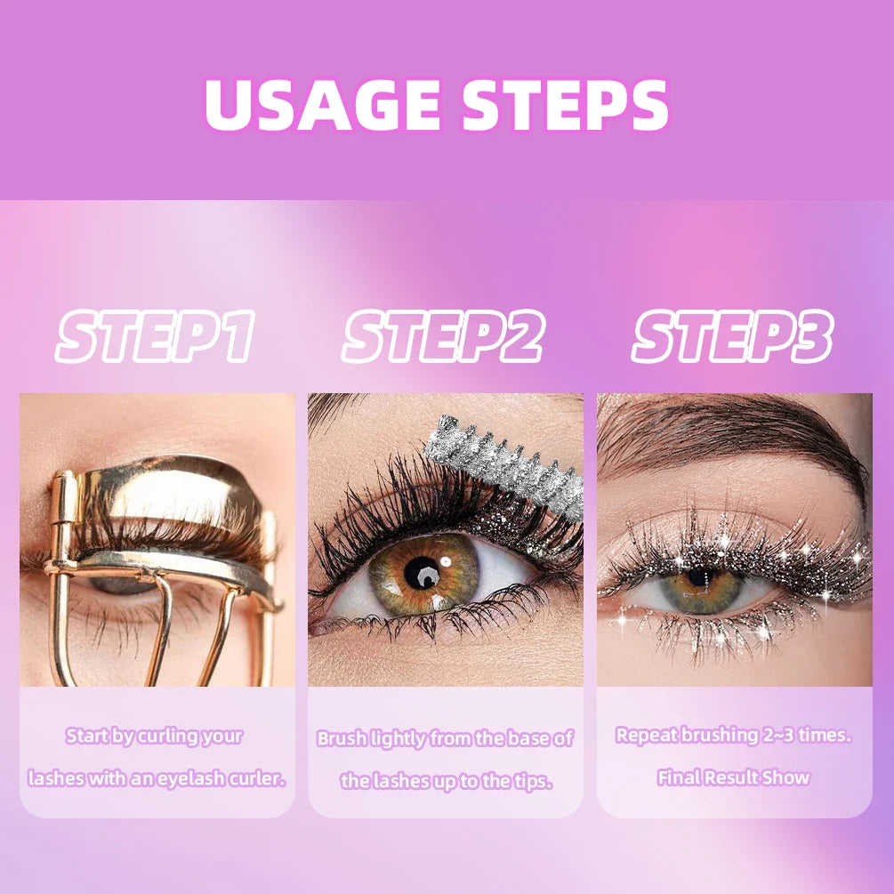 QiBest Diamond Glitter Mascara – 3D Volume & Shimmer