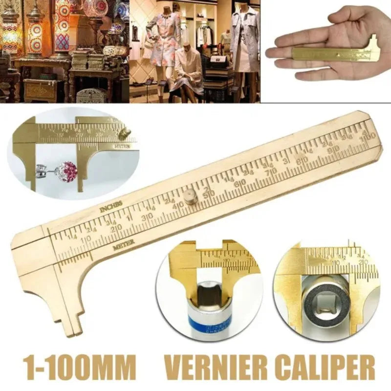Brass Vernier Caliper – Antique Pocket Measuring Tool 100mm