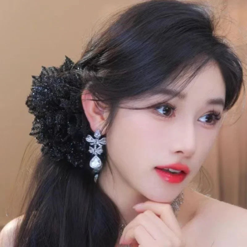Mesh Flower Hair Claw Clip – Women's Shark Ponytail Clip