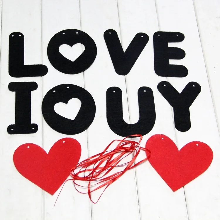 Valentine Hanging Banner Garland Bunting Red Love Heart Paper Door