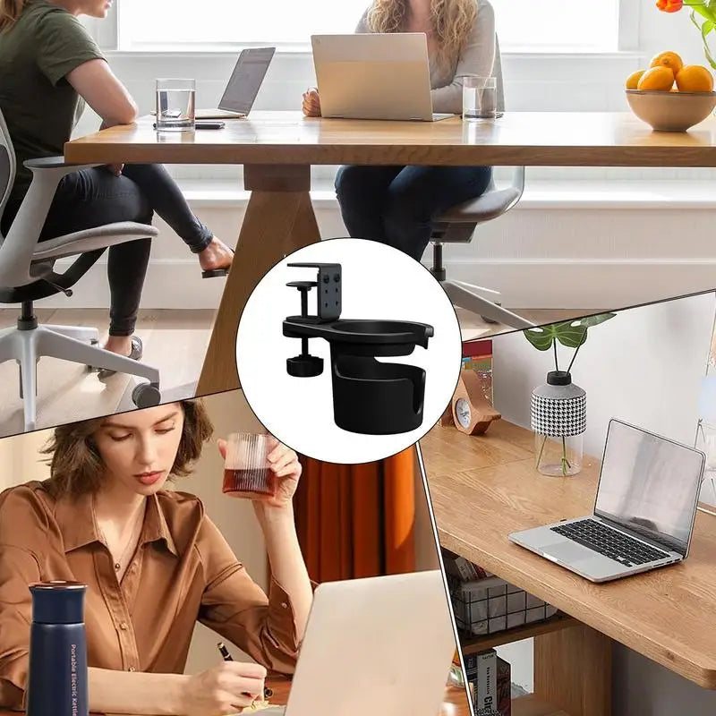 Desk Cup Holder Clamp Adjustable Anti-spill Coffee 360 Degree