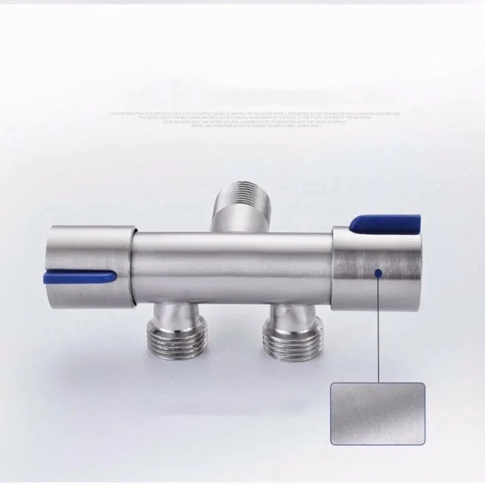 Dual Handle Stainless Steel Wall Mount Faucet & Triangle Valve