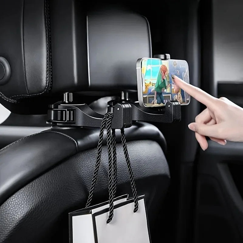 2-in-1 Car Headrest Hook & Phone Holder Mount Bracket
