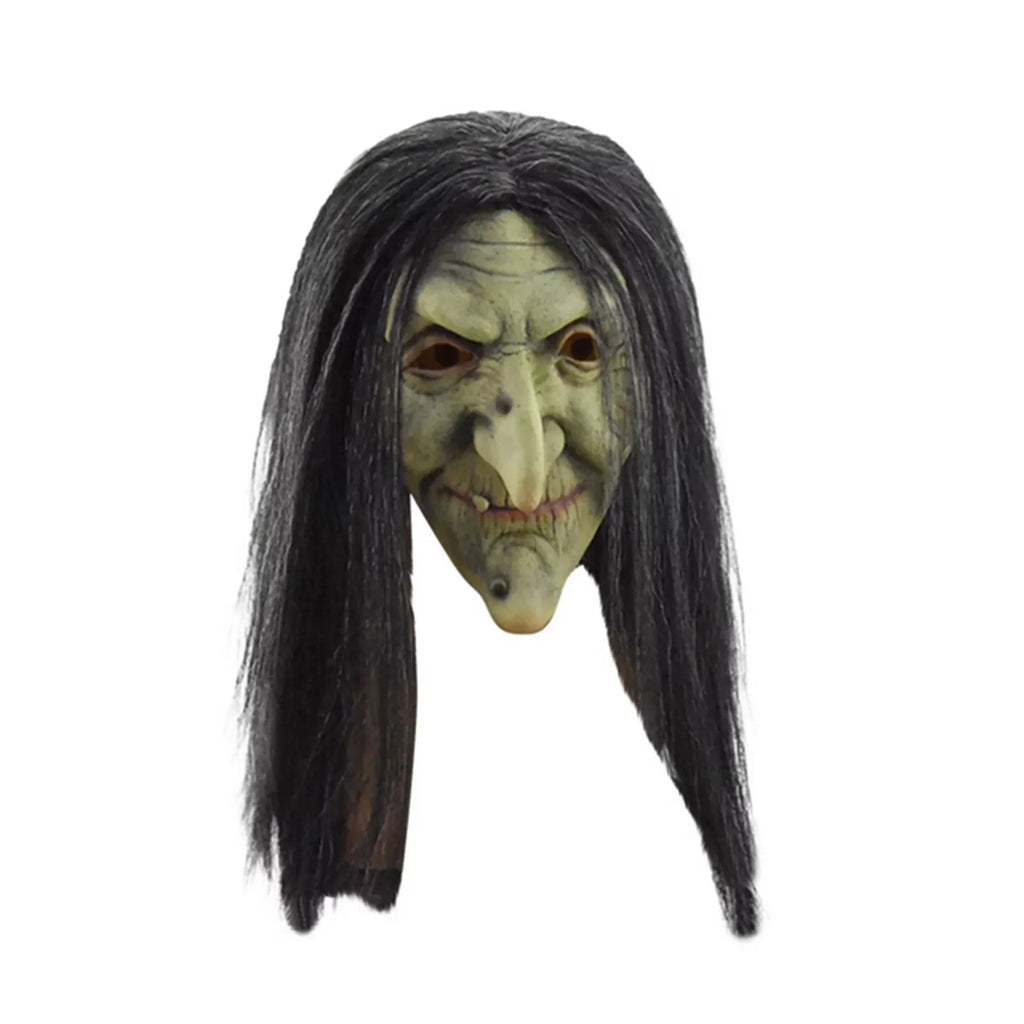 Scary Old Witch Latex Mask with Hair | Halloween Costume