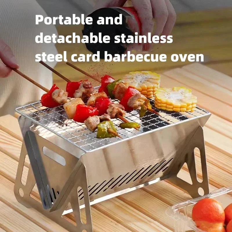 Portable Folding Charcoal BBQ Grill | Outdoor Stainless Steel Grill