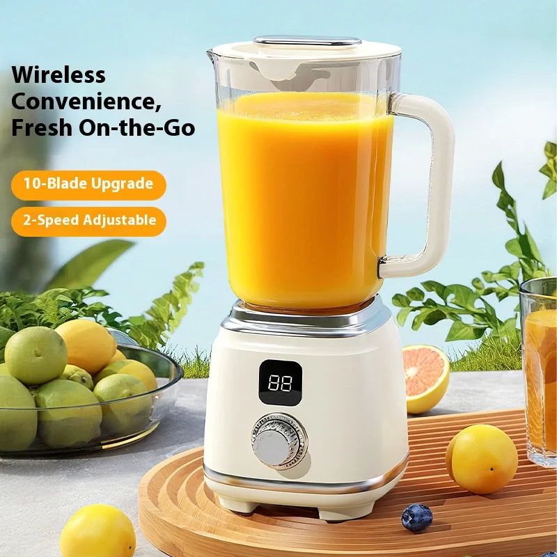 HOMEFISH 10-Blade Portable Blender 600ml | USB-C Rechargeable