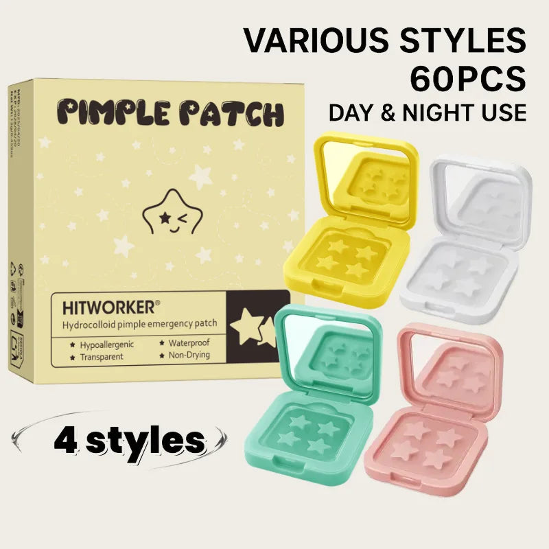 60-Piece Star Blemish Cover Patches + Makeup Mirror | Hydrogel