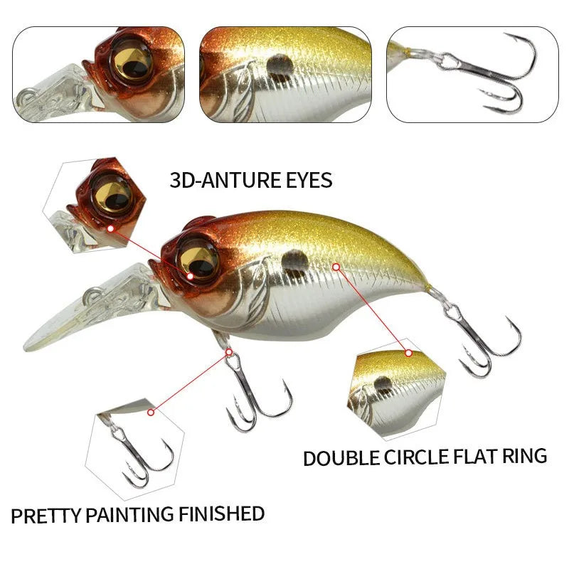 6g 42mm Floating Crankbait Lure – Bass, Perch & Pike Wobbler