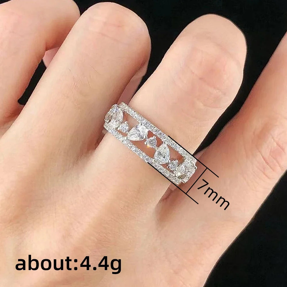 Huitan Women's CZ Eternity Wedding Band Ring – Silver Tone