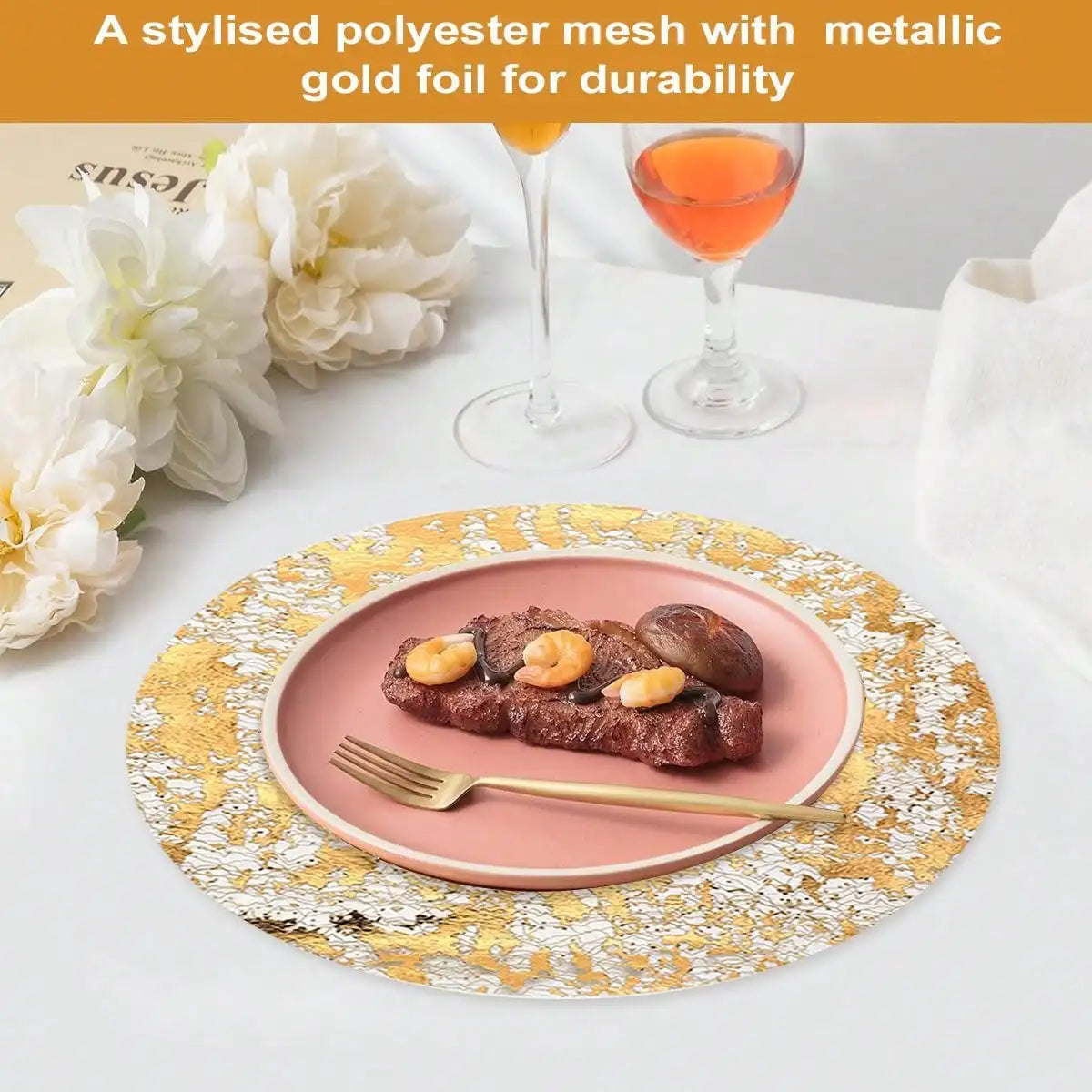 50 100 150 Disposable Gold Placemats Foil Mesh Mats Dining Table