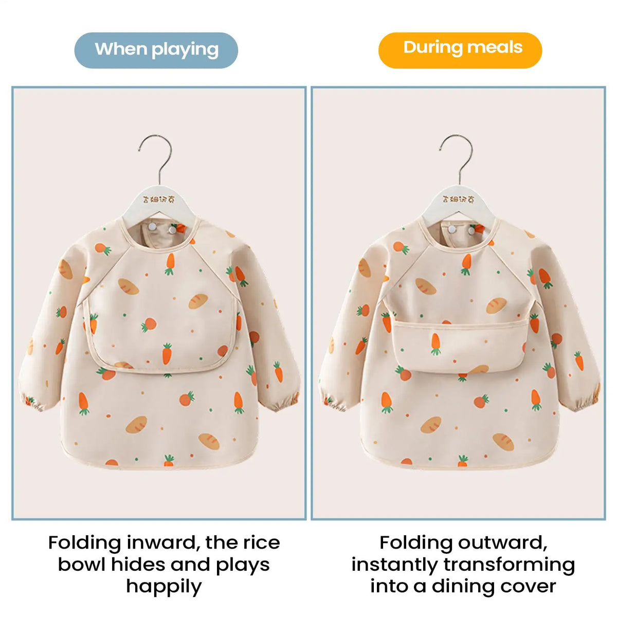 Long Sleeve Baby Smock Bib – Waterproof & Washable Toddler Bib