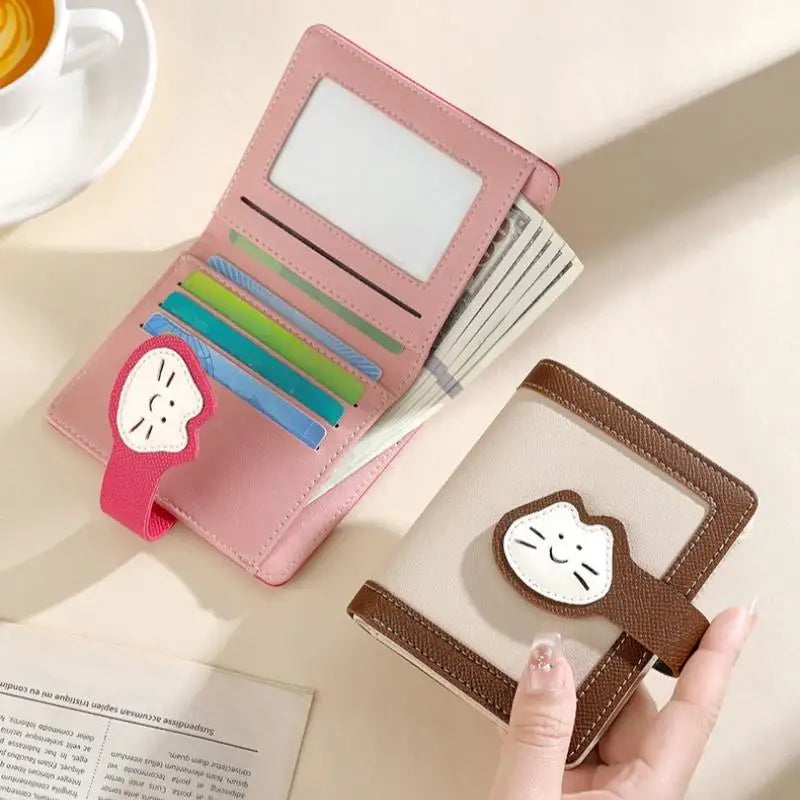 Women's Mini PU Leather Wallet – Card Slots & Zipper Coin Purse