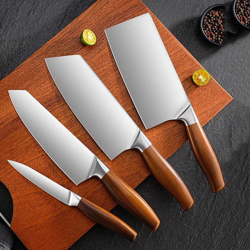 4-Piece Kitchen Knife Set – Chef, Cleaver & Slicing Knives