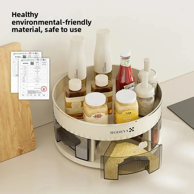 360° Rotating Double-Layer Spice Rack Kitchen Organizer
