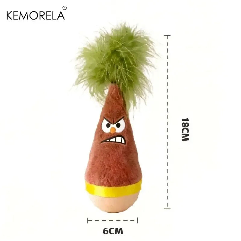 KEMORELA Feather Cat Tumbler Roly-Poly Wooden Toy