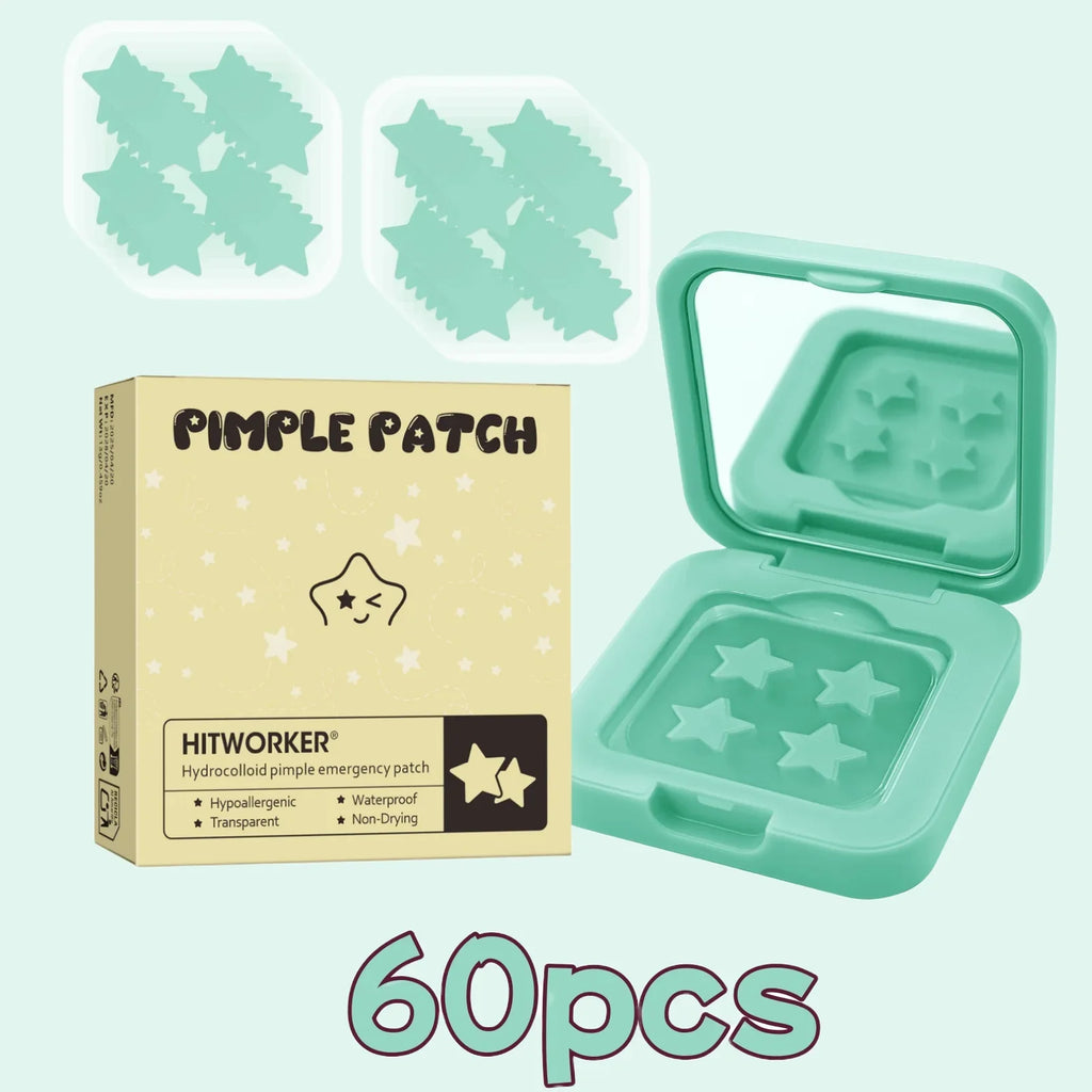 60-Piece Star Blemish Cover Patches + Makeup Mirror | Hydrogel