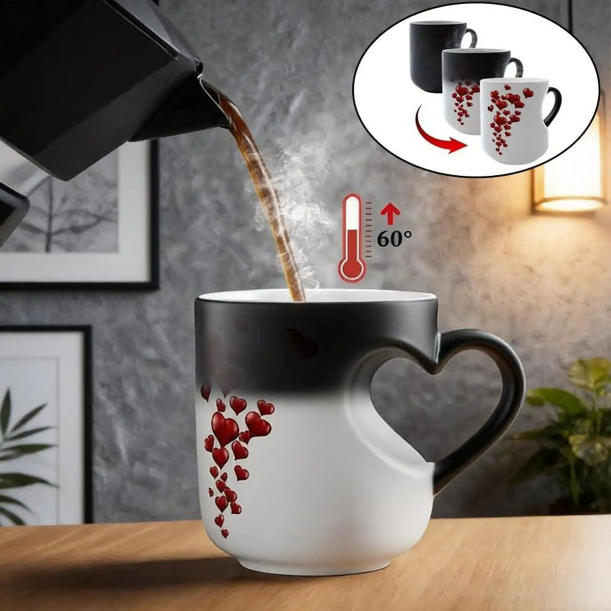 Color Changing Heart Handle Mug | Couple & Valentine Gift