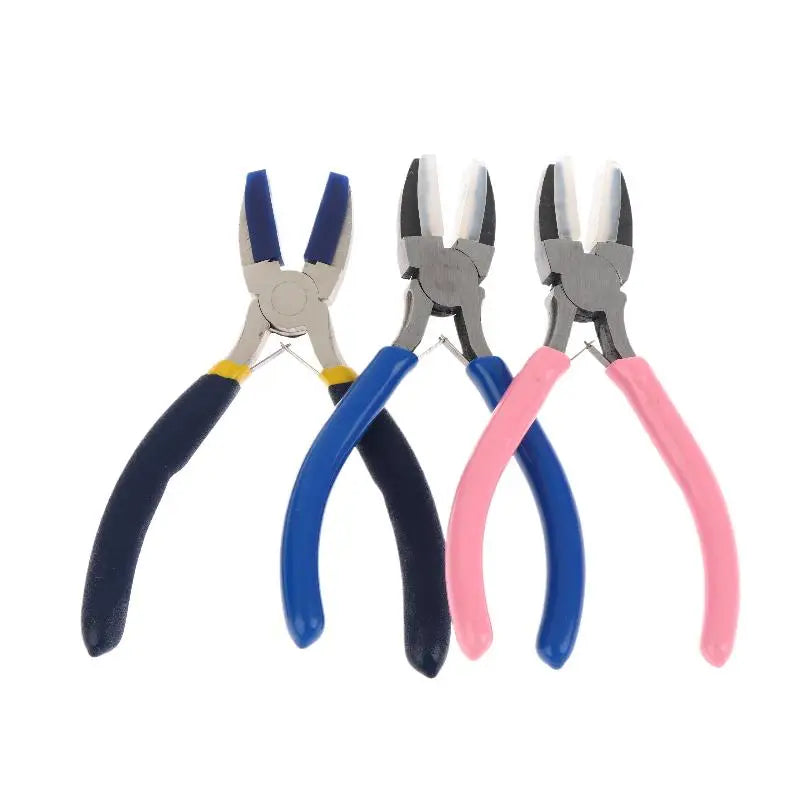 Non-slip PVC Handle Flat Nose Pliers Double Nylon Jaw Jewelry Plier