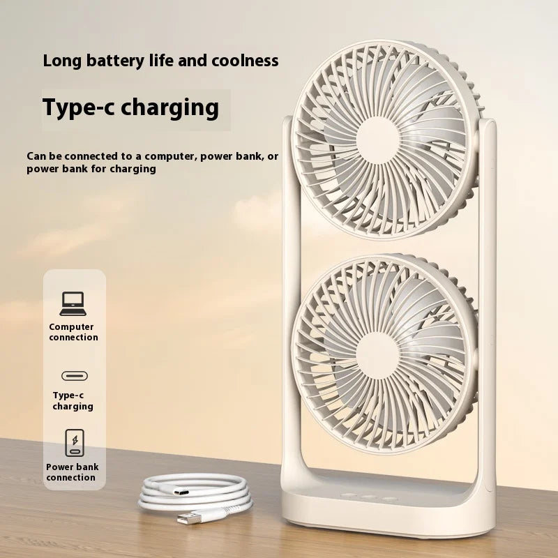 URGGU Quiet USB Desktop Twin Fan – 360° Rotation, 3 Speeds