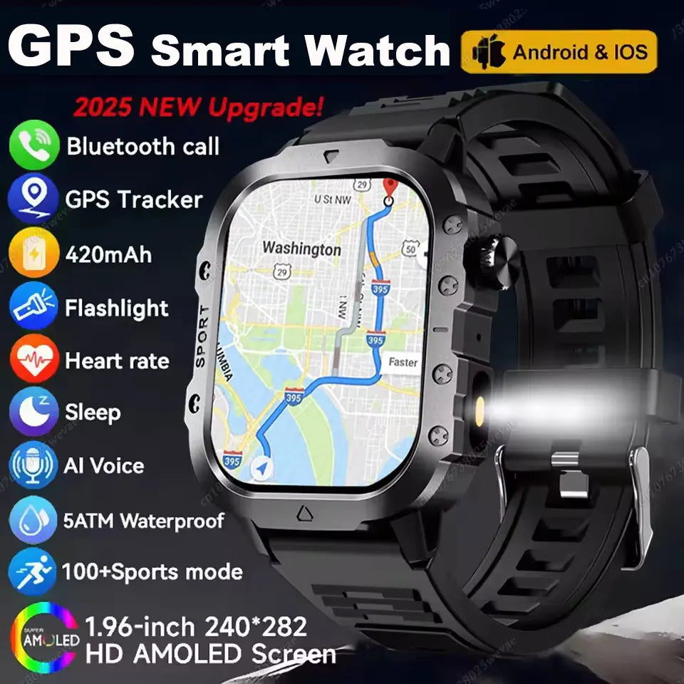 Ola Esporte Military Smartwatch – GPS, Heart Rate & Waterproof