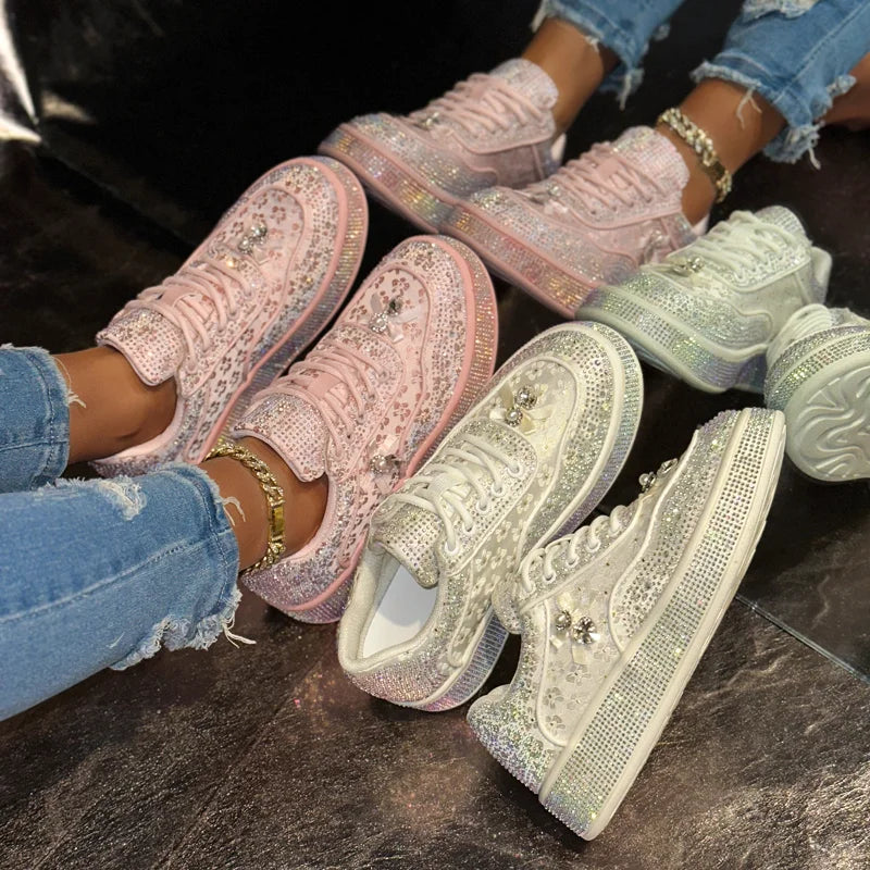 UXST Women's Rhinestone Platform Sneakers | Luxury Casual