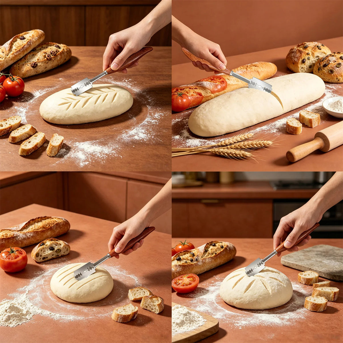 Bread Scoring Knife – Wooden Handle Bread Lame & Dough Tool