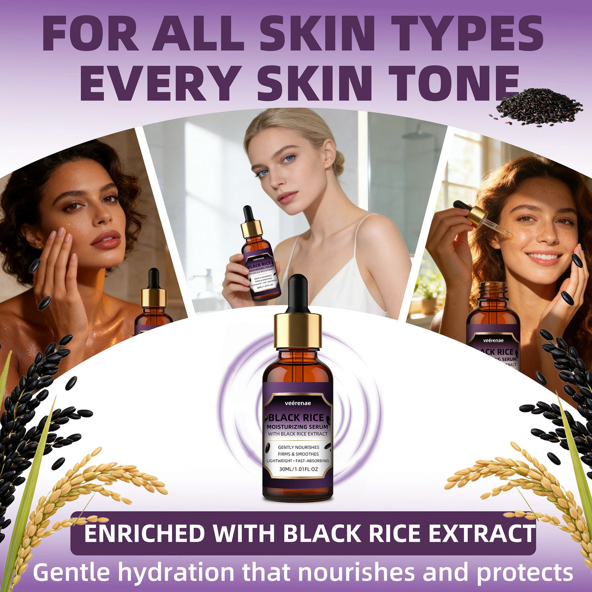 Veérenae Black Rice Moisturizing Face Serum – All Skin Types