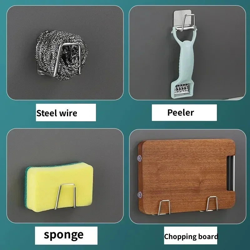 Wall-Mounted Sponge Holder Rack | No-Drill Stainless Steel