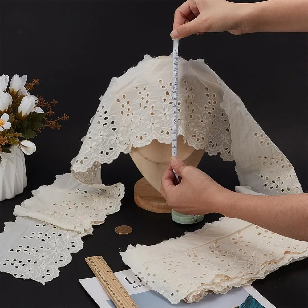 5 Yards Floral Eyelet Lace Ribbon Trim 143mm Wide – White DIY
