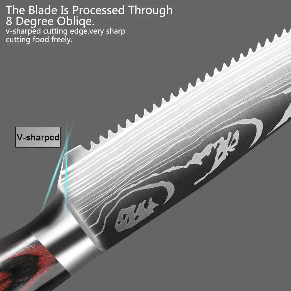 Damascus Steak Knife Set 1–8 Pcs | 4.5" Stainless Steel Knives