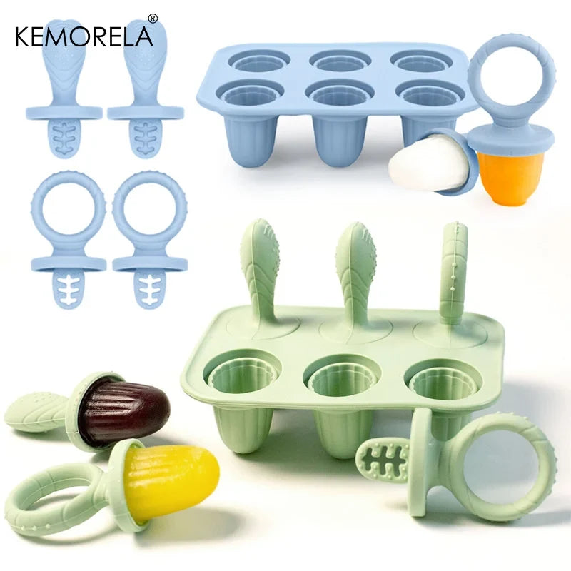 KEMORELA 6-Cavity Baby Popsicle Silicone Mold | Homemade Ice Pops