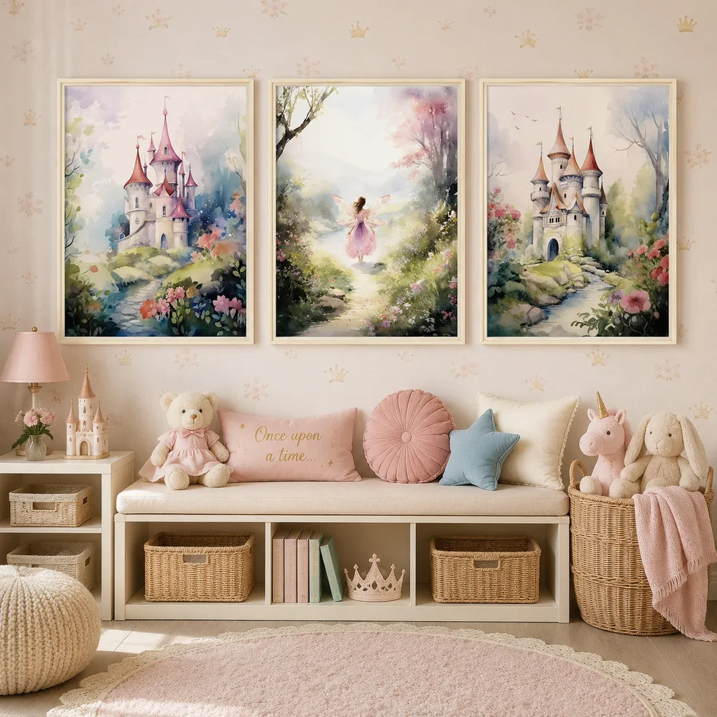 Nordic Dreamy Castle Canvas Wall Art for Kids Nursery Decor