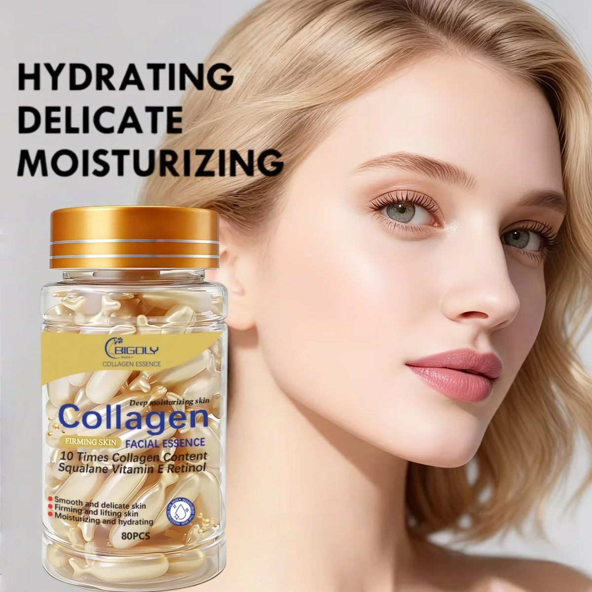 80 Collagen Facial Essence Capsules – Firming & Moisturising Serum