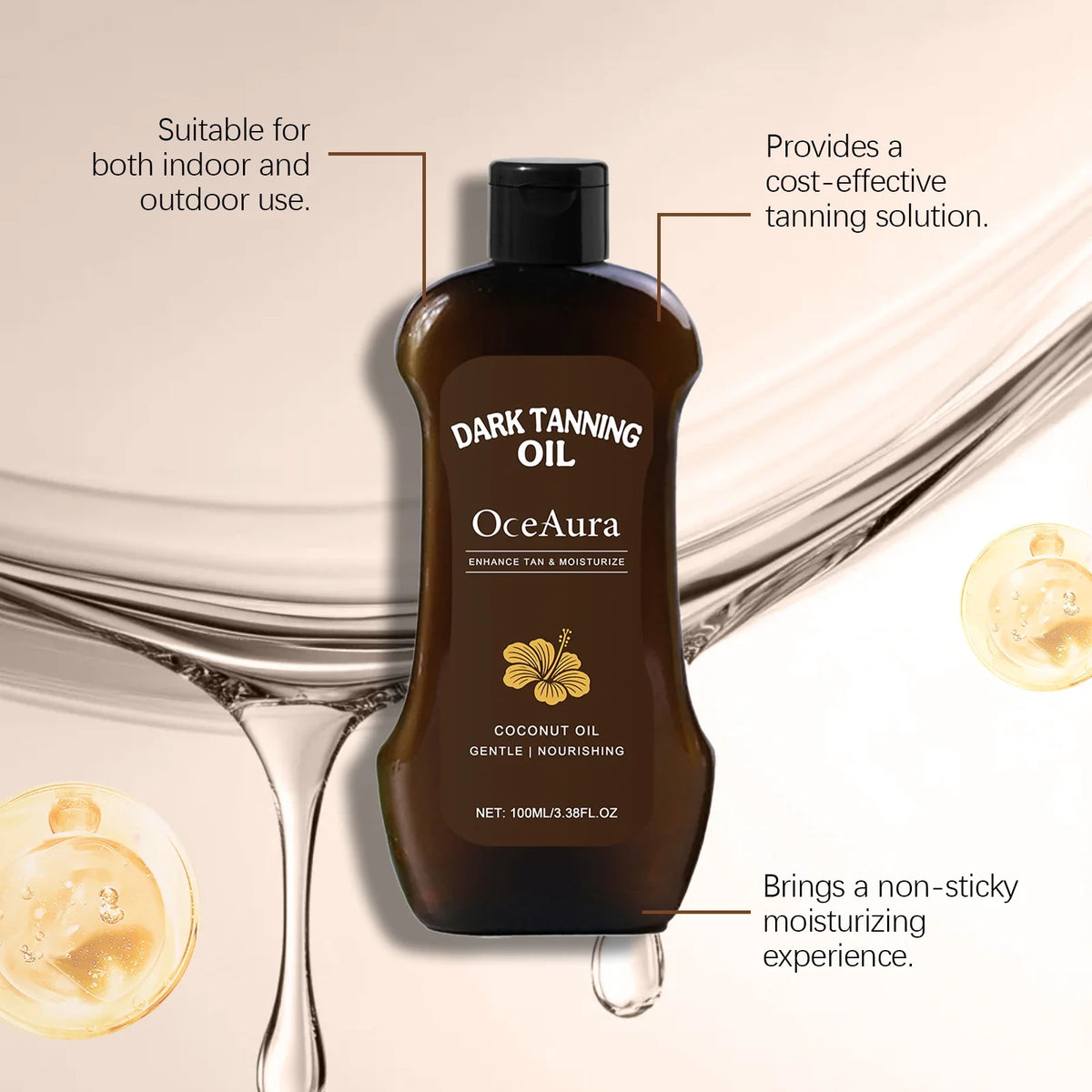 OceAura Coconut Tanning Oil – Deep Bronze Natural Glow