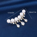 Elegant White Crystal Pearl Brooch | Gold Rhinestone Tassel Pin