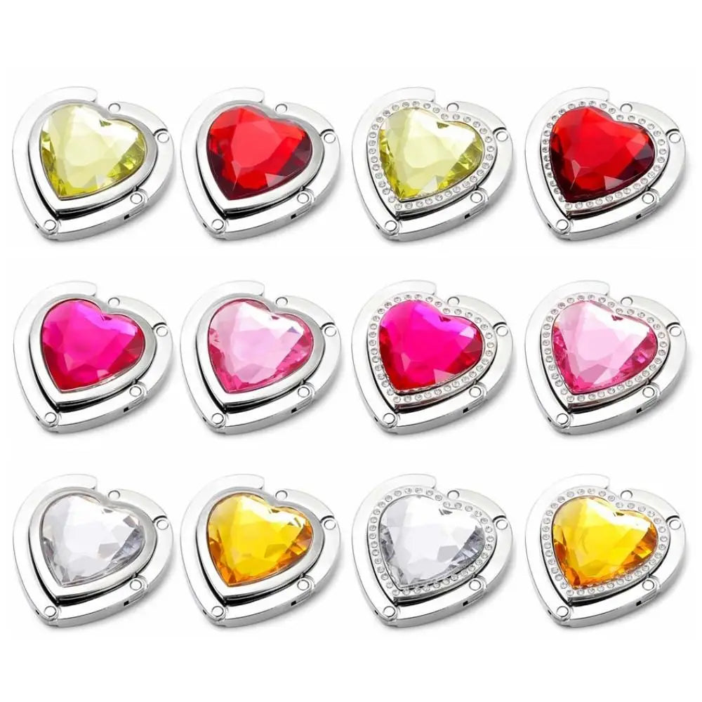 Rhinestone Folding Bag Hook – Heart Shape Purse Table Hanger