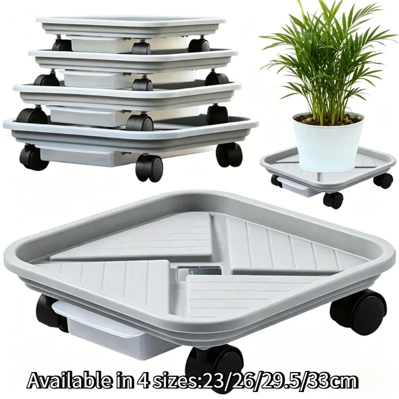 Plant Ball Cage Four Wheels Drainage Tray Square Flower Pot Mover