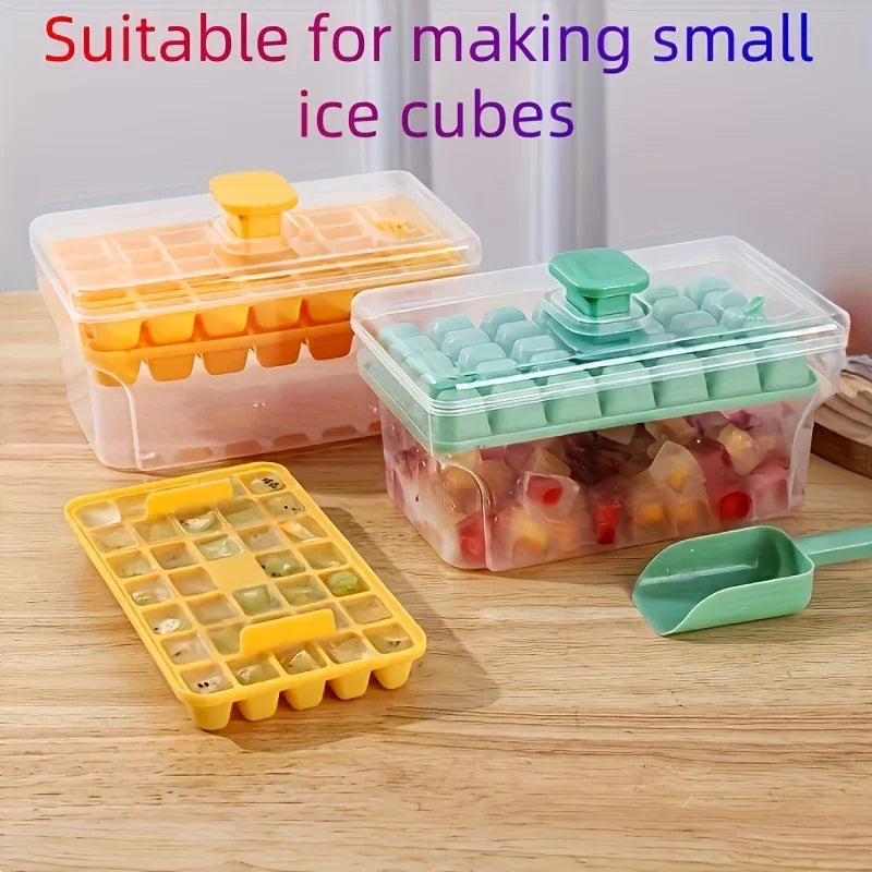 Ice Cube Trays with Lid & Bin – 68 Cubes, Easy Press Release