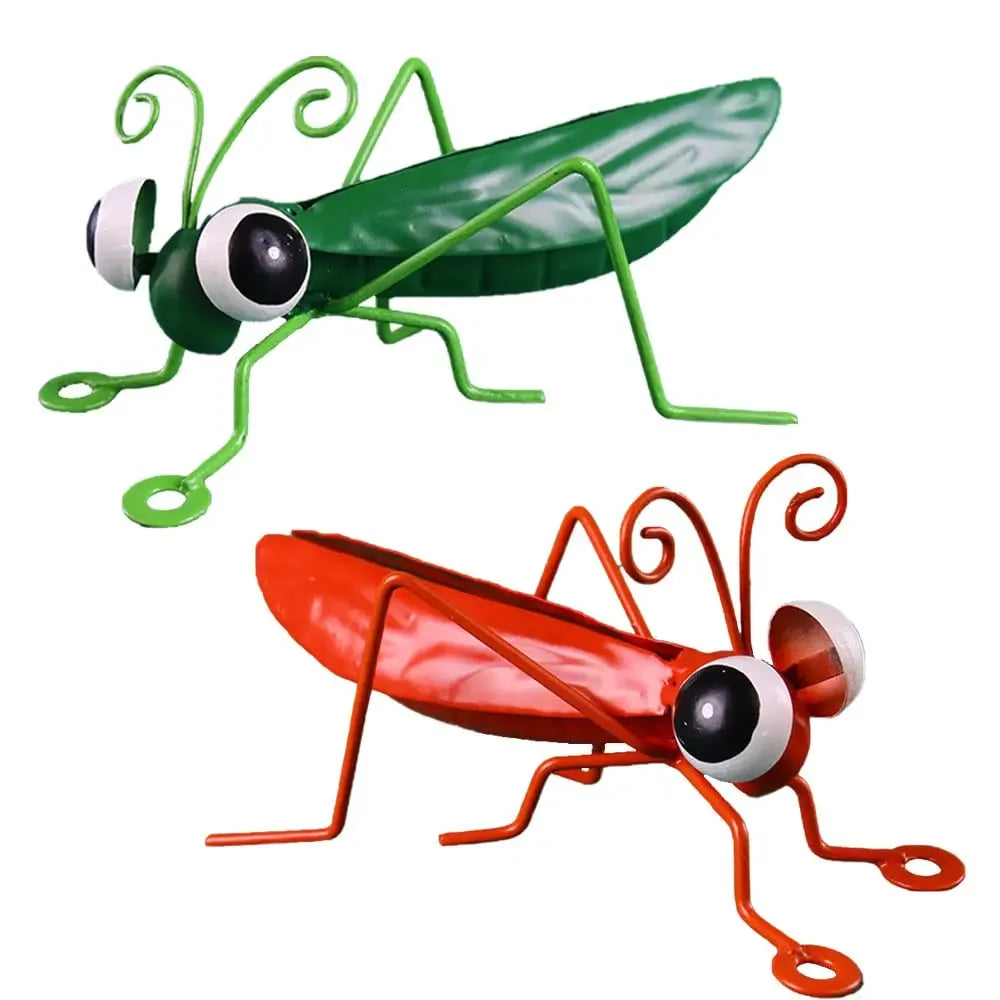 Metal Grasshopper Garden Sculpture – Colourful Outdoor Wall Art
