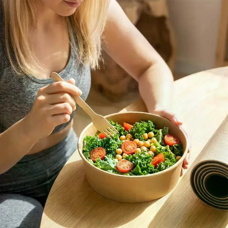 Kraft Paper Bowls Cups Fruit Salad Bowl Containers Food Prep Box