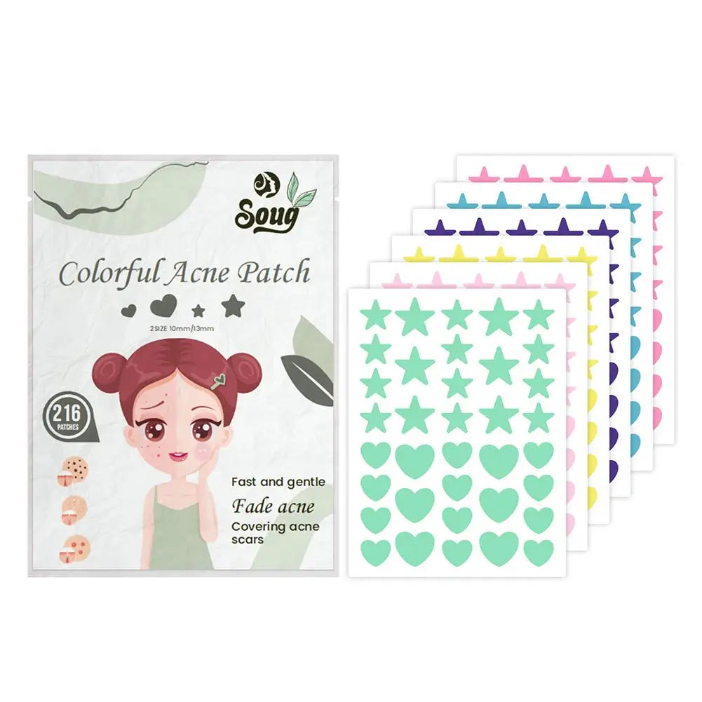 216-Pack Invisible Pimple Patches – Colorful Acne Spot Stickers