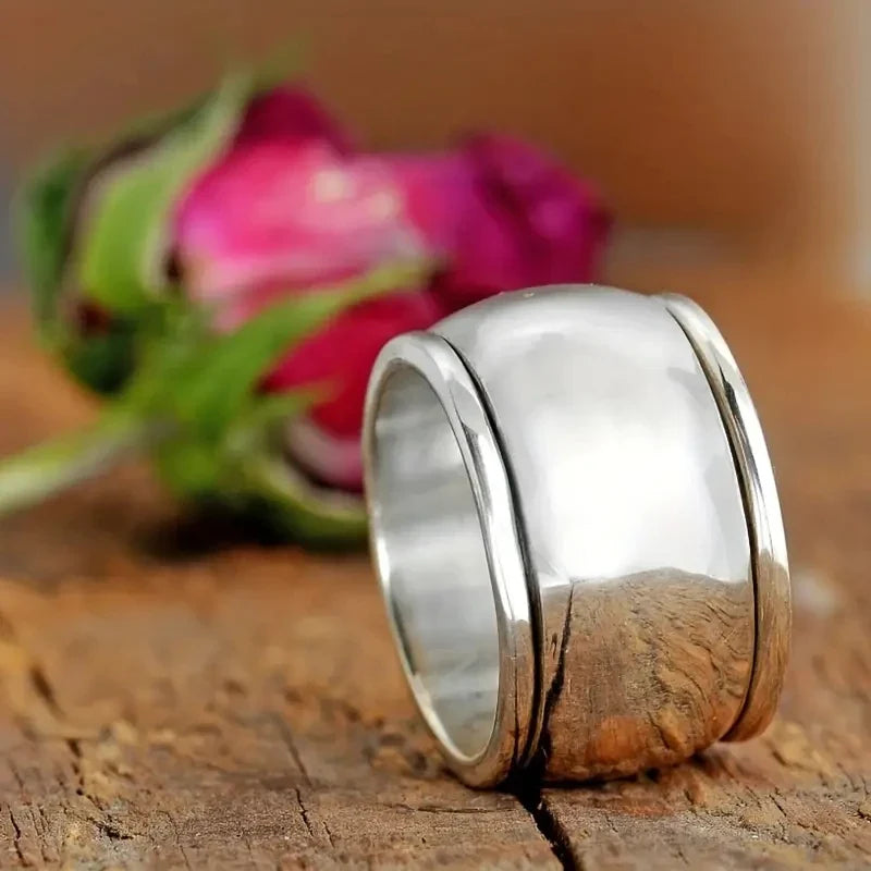 Huitan Couple Wedding Bands – Smooth Metal Rings Men & Women