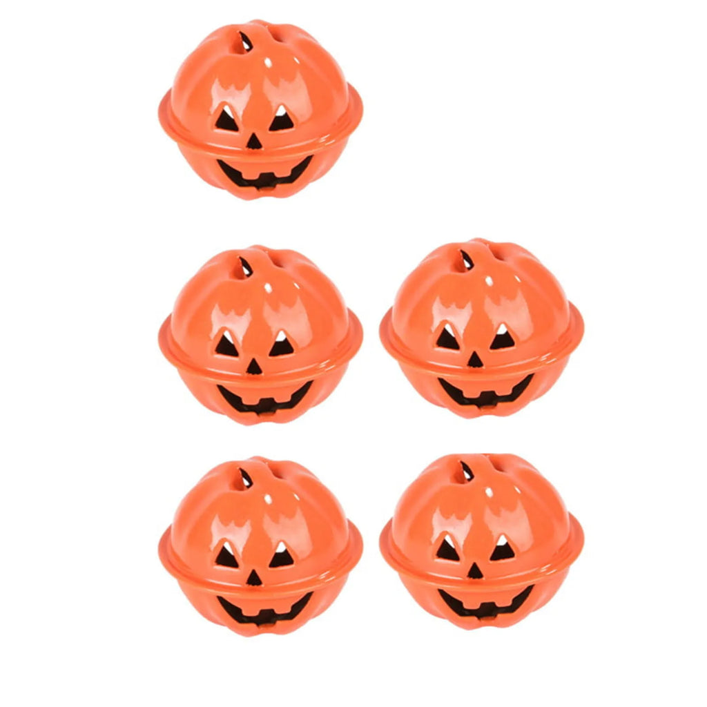 5-Pack Halloween Pumpkin Jingle Bells | 4cm Metal Jack-O-Lantern