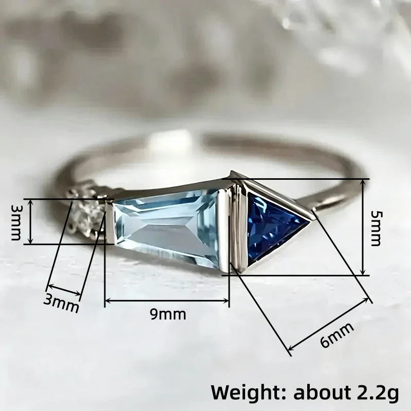 Huitan Blue CZ Geometric Ring – Women's Fashion Jewelry