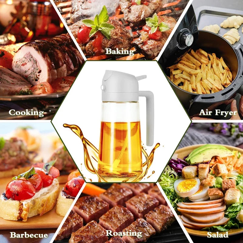 2-in-1 Oil Sprayer & Dispenser Bottle 500ml | BBQ & Air Fry