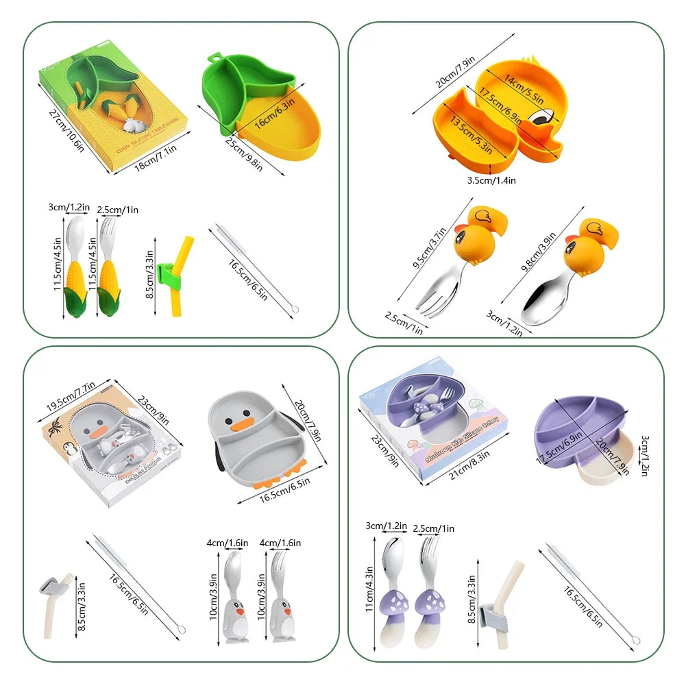 Vegetable Fruit Cartoon Baby Cutlery Kits Safety Comfort Weaning