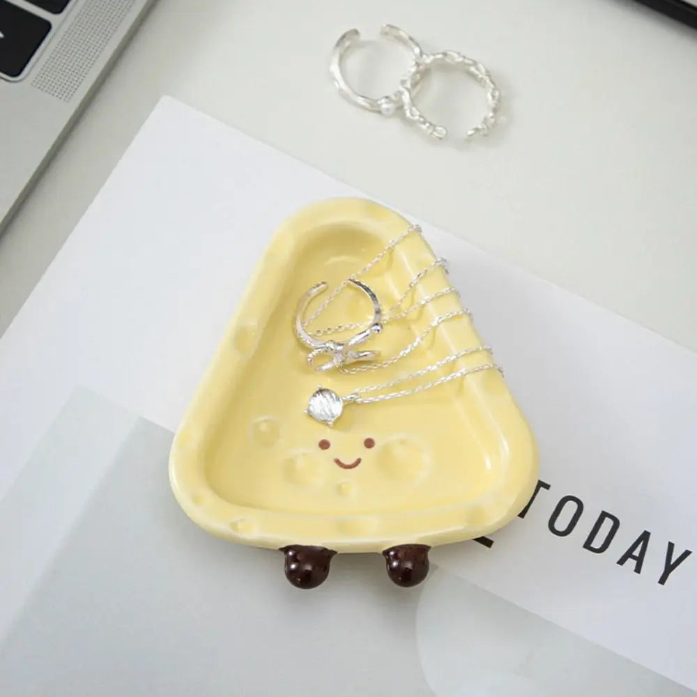Cheese Shape Ceramic Dish | Hand-Painted Decorative Ornament